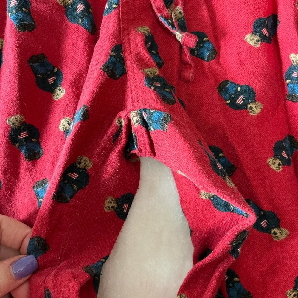 Vintage Polo Ralph Lauren Men’s Red Pajama Pants Polo Bear Lounge Sleep Pants - Picture 6 of 7